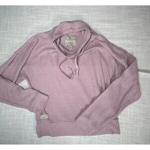 Simply Southern Mock Neck Waffle Weave Crop‎ Comfy Soft Dusty Pink Size Medium